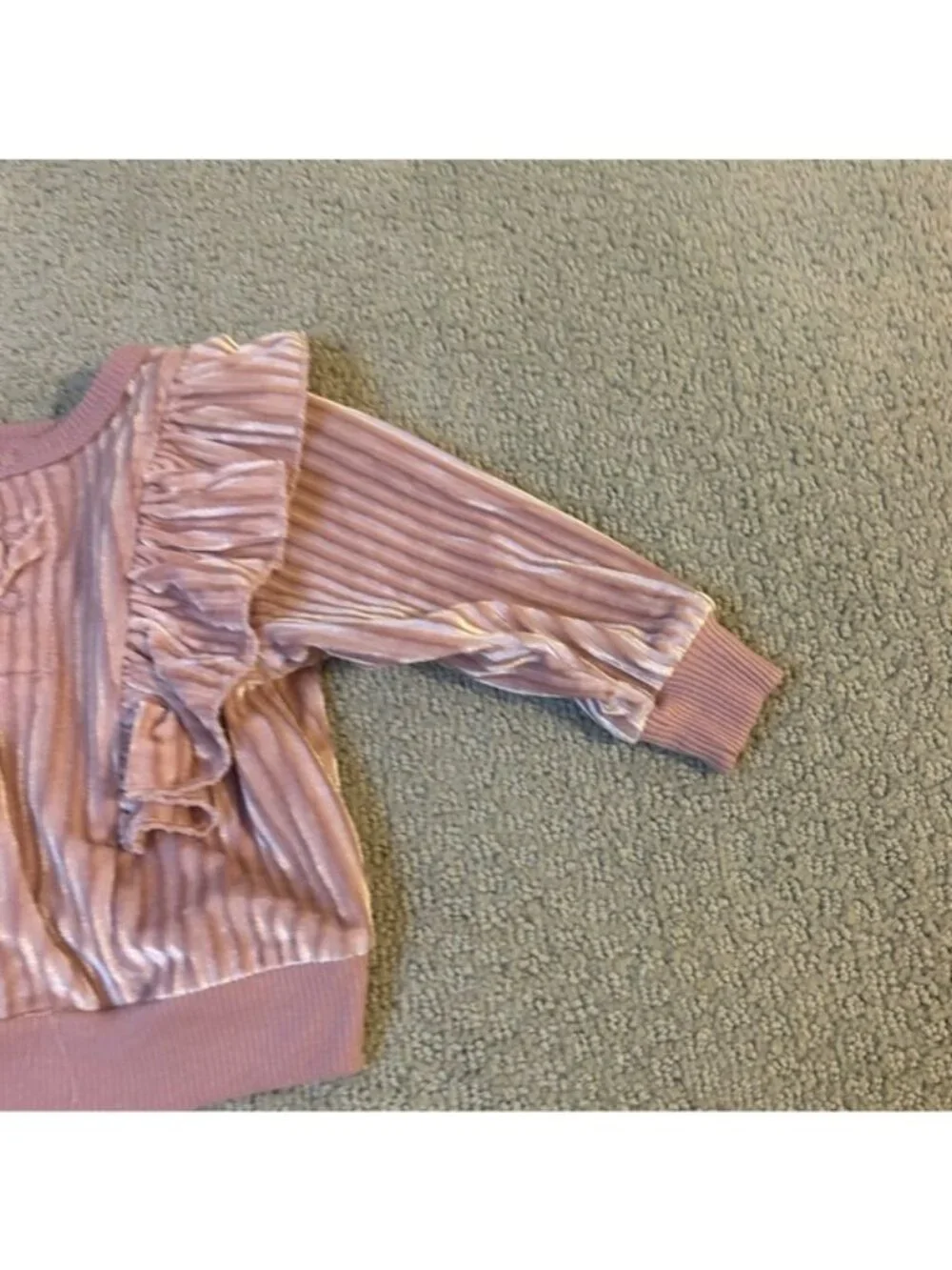 Tahari Baby Girls Pink Velour Velvet Ruffle Two Piece Outfit Size 3 Months